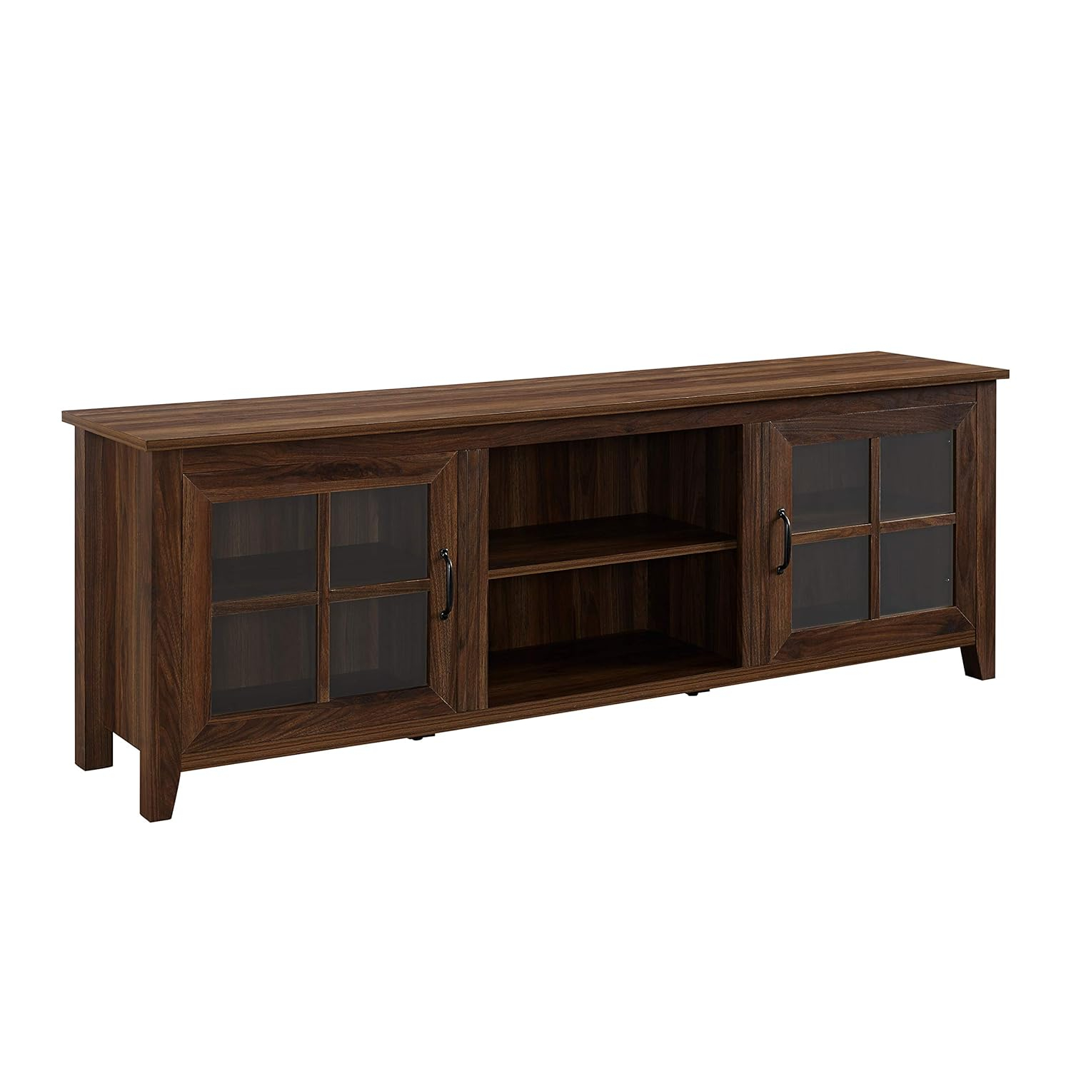 Walker Edison Modern Farmhouse TV Stand for TVs Up to 78", Dark Walnut
