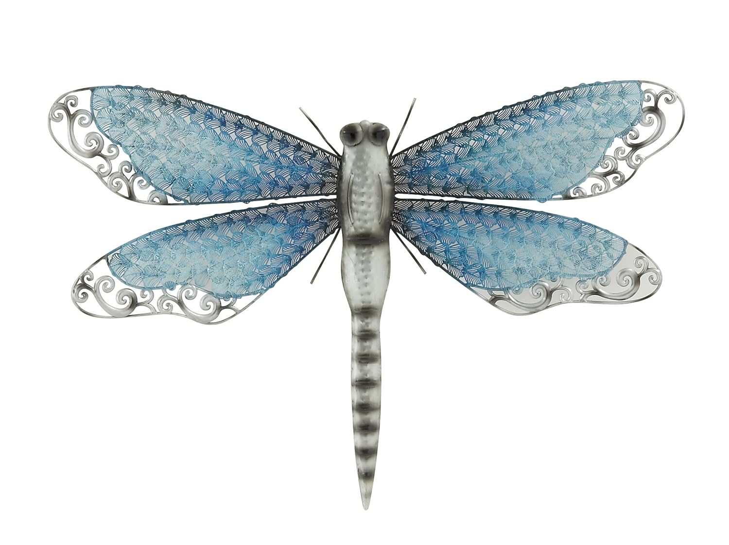 Blue and Grey Metal Dragonfly Wall Sculpture for Indoor/Outdoor