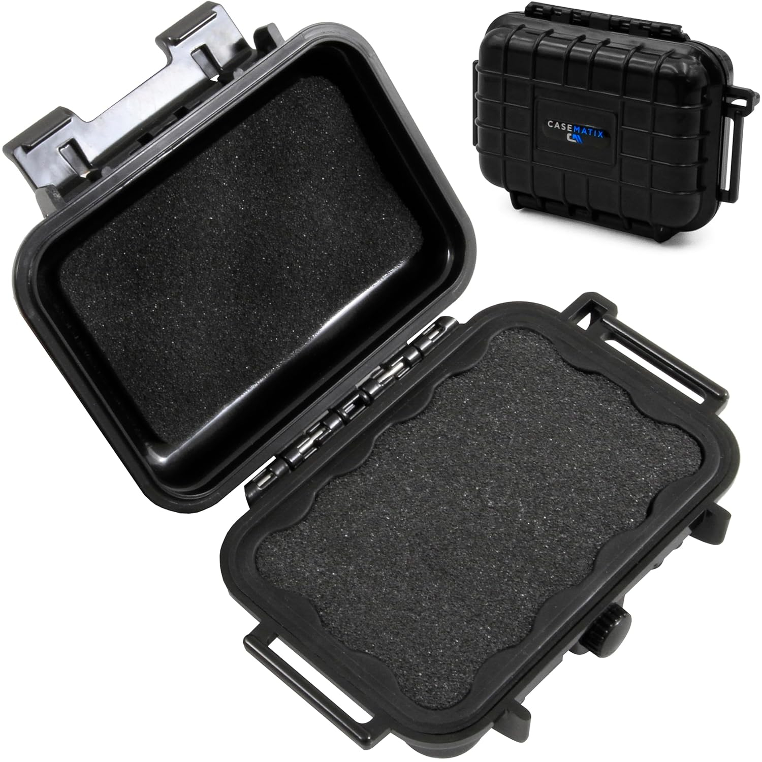 CASEMATIX 5.75" Waterproof Small Hard Case with Customizable Foam for Portable Electronics, Tools and Accessories - Hard Shell Small Plastic Case with Pre-Diced Travel Case Foam Interior