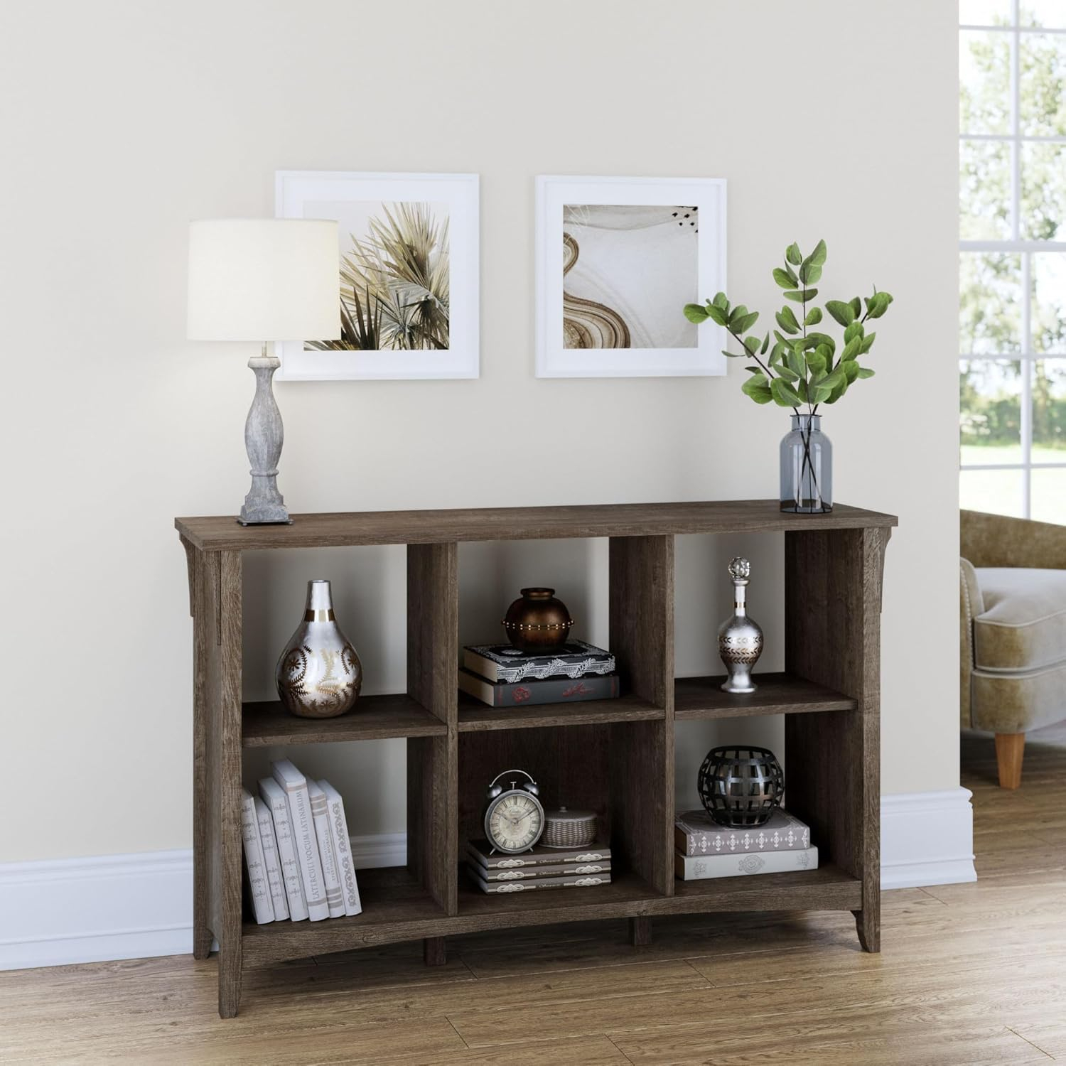 Bush Furniture Salinas 6 Cube Bookcase Organizer, Ash Brown