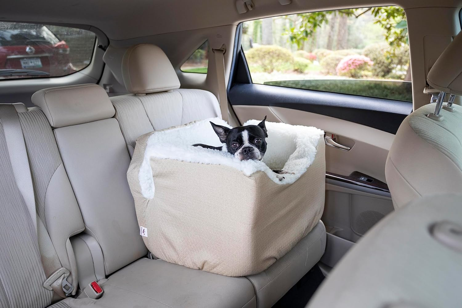 Medium Beige Sherpa Soft Sided Dog Car Seat