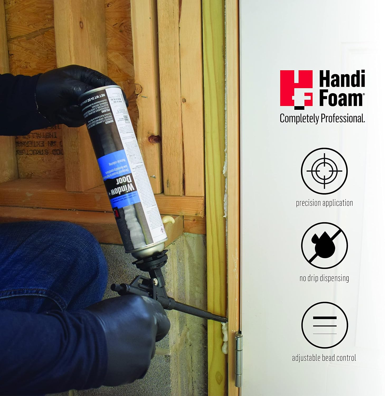HandiFoam HT550 Gun Foam Applicator, 7 in. (18 cm) Barrel, Adjustable Bead Control, Compatible with Most Gun Foam Cans, Intermediate-Level Professional Polyurethane Spray Foam Gun