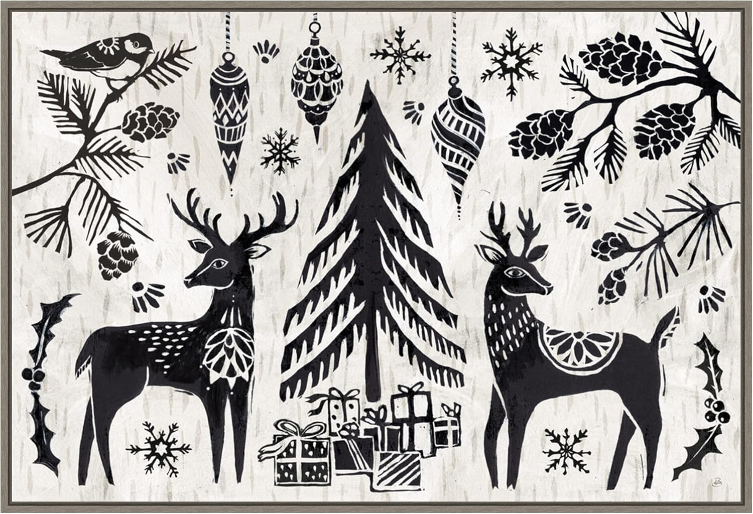 Amanti Art Woodcut Christmas I Framed Canvas Wall Art Print