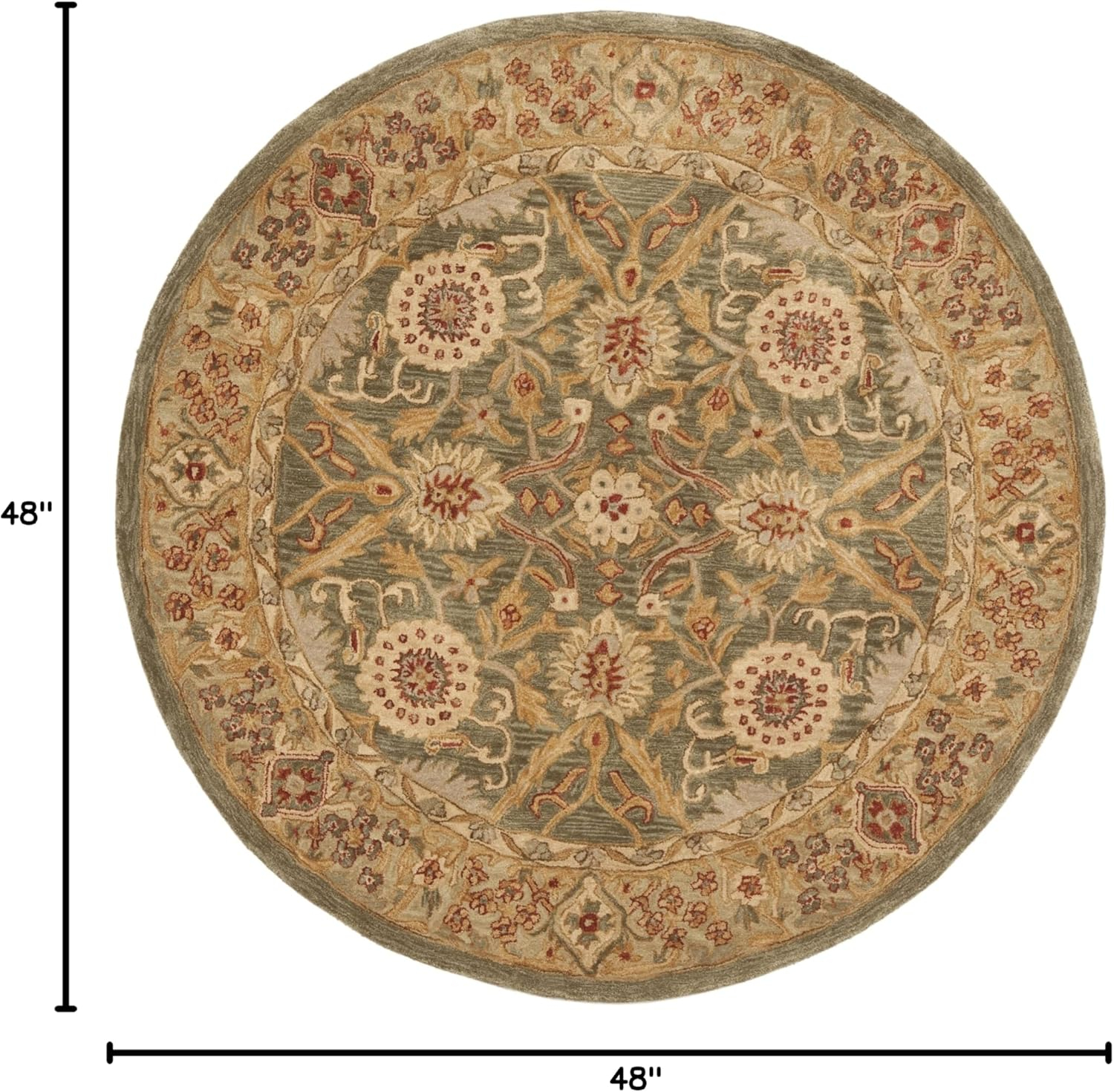 Anatolia Sage/Ivory 4 ft. x 4 ft. Round Border Area Rug