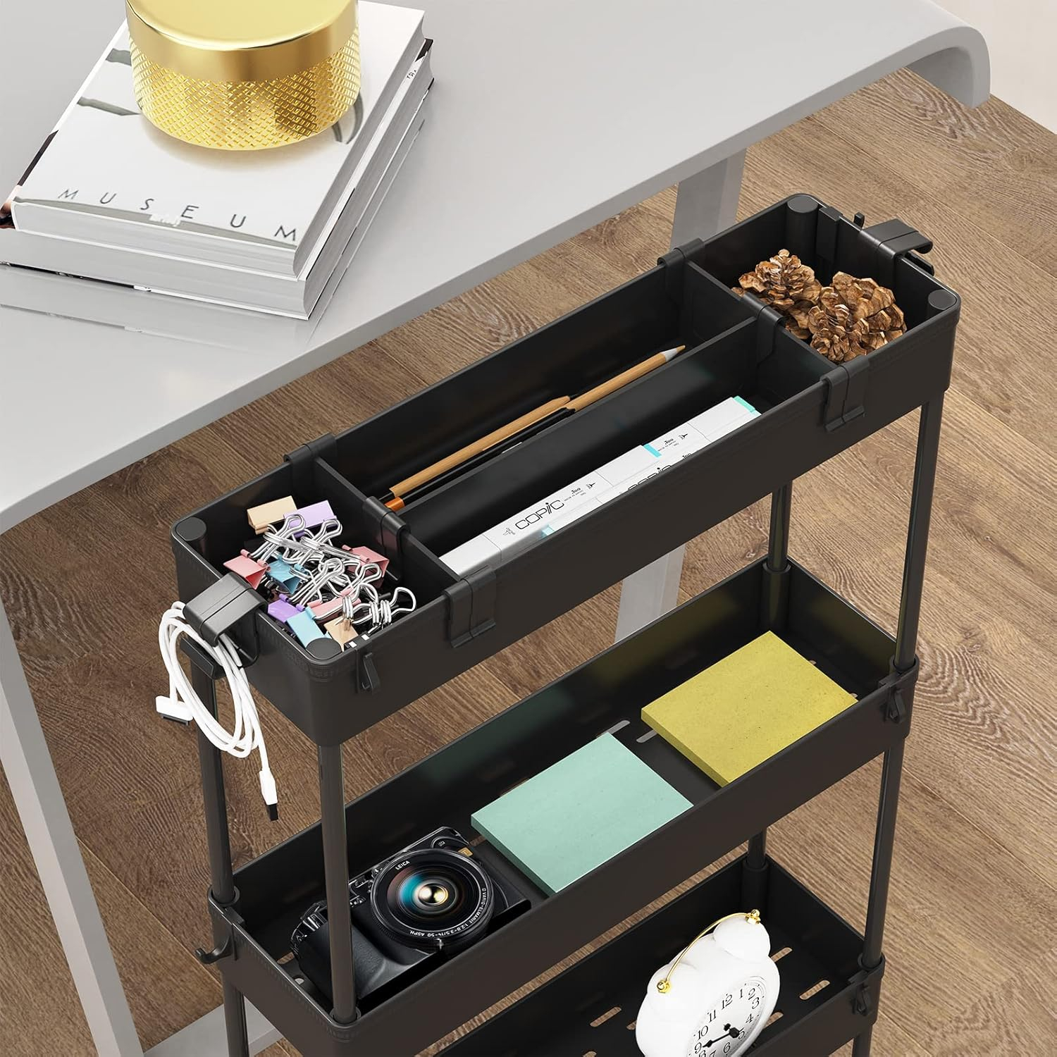 Modern White 4-Tier Plastic Slim Storage Cart
