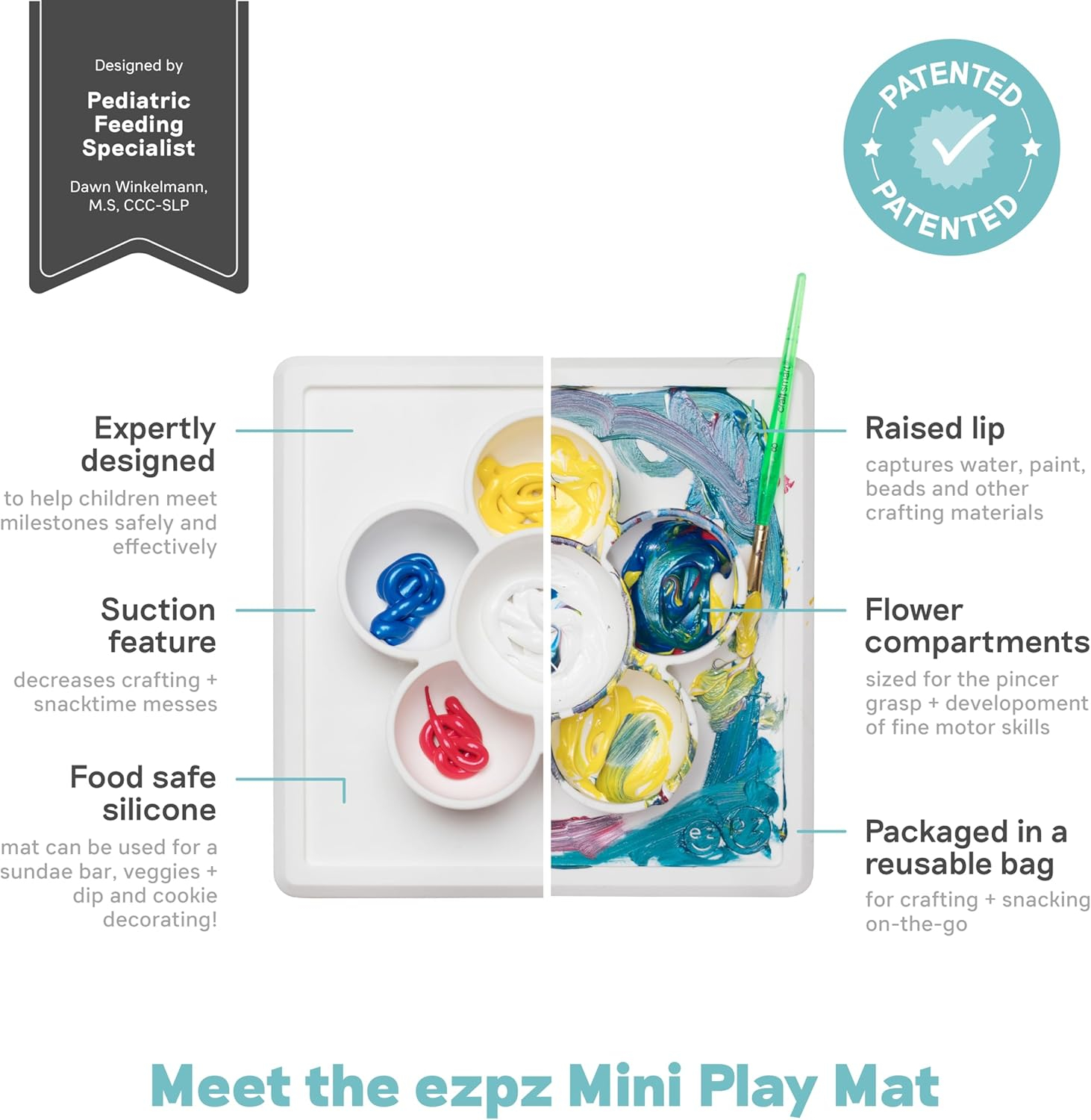 Cream Silicone Mini Play Mat with Flower Compartments