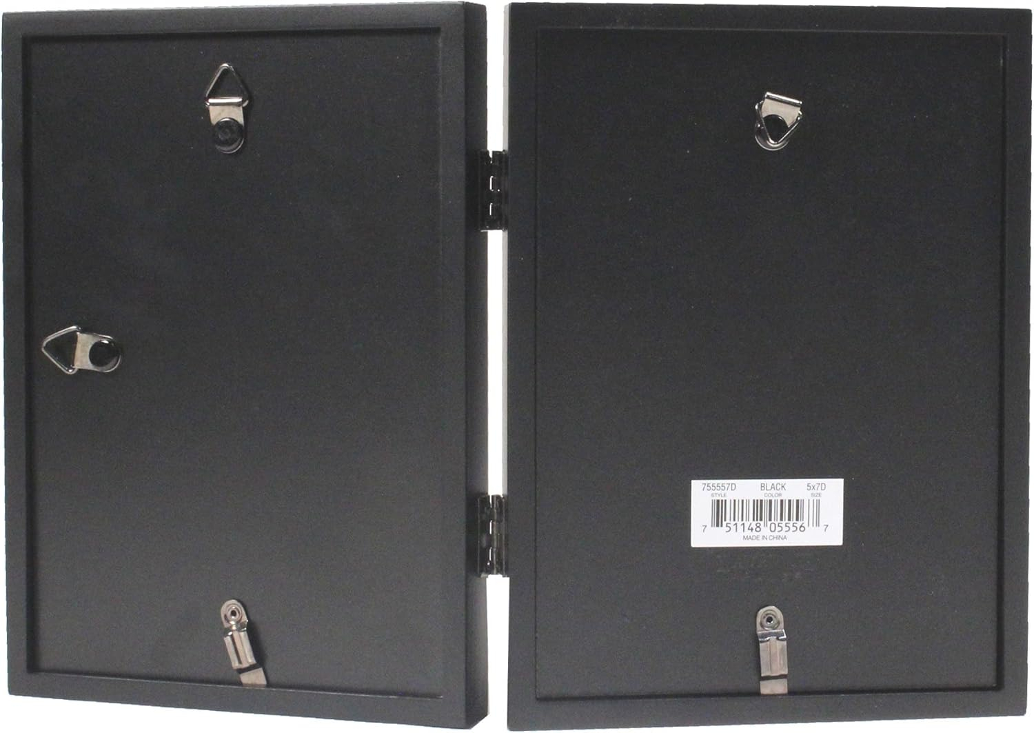 Lawrence Frames Hinged Double Black Wood Picture Frame, Gallery Collection, 5 by 7-Inch