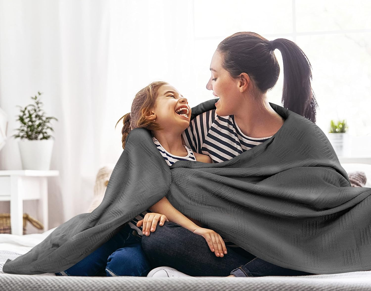 Utopia Bedding 100% Cotton Blanket (King Size - 90x108 Inches) 350GSM Lightweight Thermal Blanket, Soft Breathable Blanket for All Seasons (Smoke Gray)