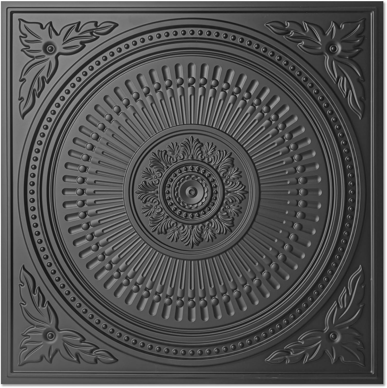 Art3d 12-Pack Drop Ceiling Tiles 2x2 FT, Decorative Easy Install PVC Ceiling Panels for Interior Kitchen Bathroom Basement, 24x24 Inch, Black