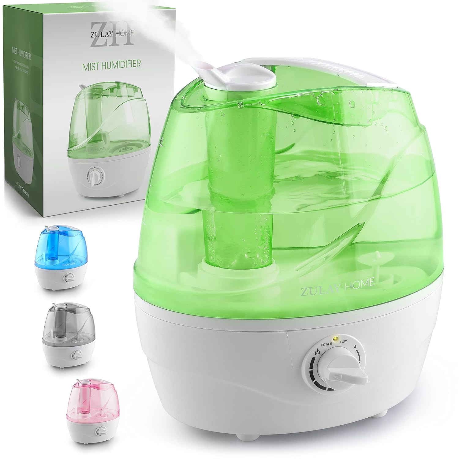 Zulay Kitchen Zulay Home Cool Mist Humidifiers For Bedroom (2.2L Water Tank) - Quiet Ultrasonic Humidifiers For Large Room With Auto Shutoff Feature - Air Humidifier For Plants, Nursery, Kids Room (Gray)