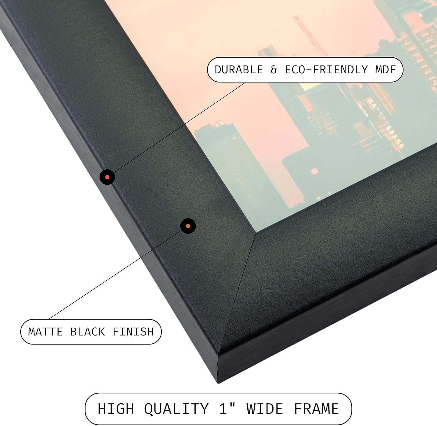 Craig Frames 1WB3BK 17 x 22 Inch Black Picture Frame Matted to Display a 13 x 19 Inch Photo