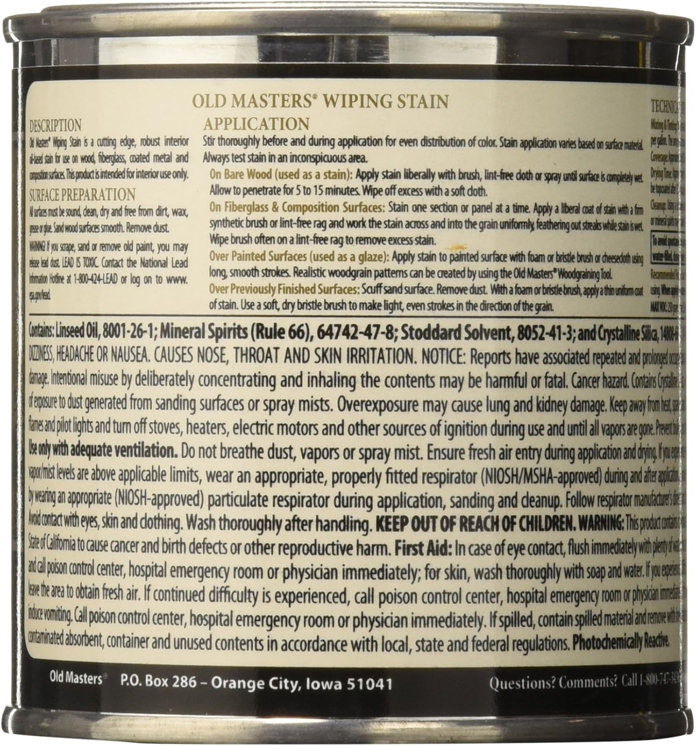 1/2 pt Old Masters 12316 Fruitwood Old Masters Oil-Based Wiping Stain