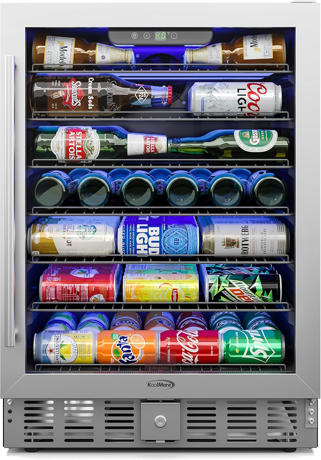 KoolMore 23.4 in. Stainless Steel, Solid-Door Built-In Refrigerator and Beverage Cooler, 5 Cu. ft.