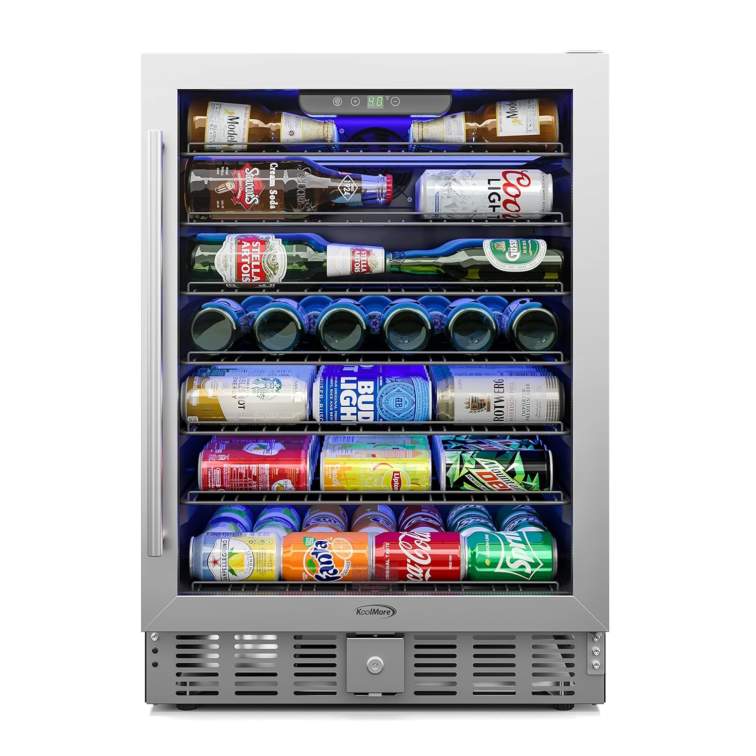 KoolMore 23.4 in. Stainless Steel, Solid-Door Built-In Refrigerator and Beverage Cooler, 5 Cu. ft.