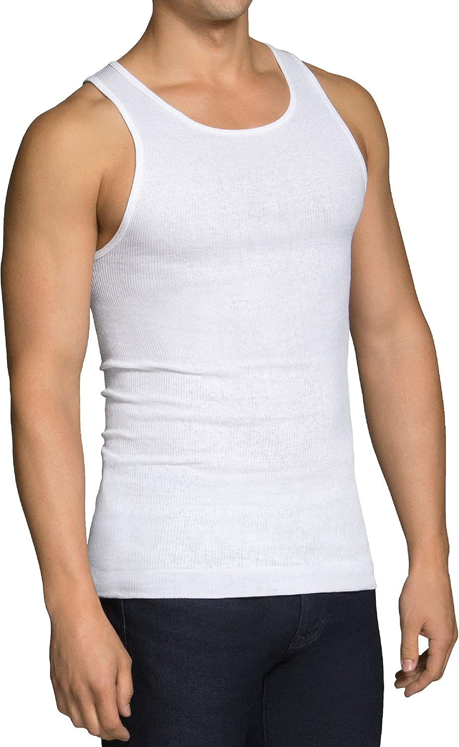 Fruit of the Loom Men's Sleeveless Tank A-Shirt, Tag Free & Moisture Wicking, Ribbed Stretch Fabric