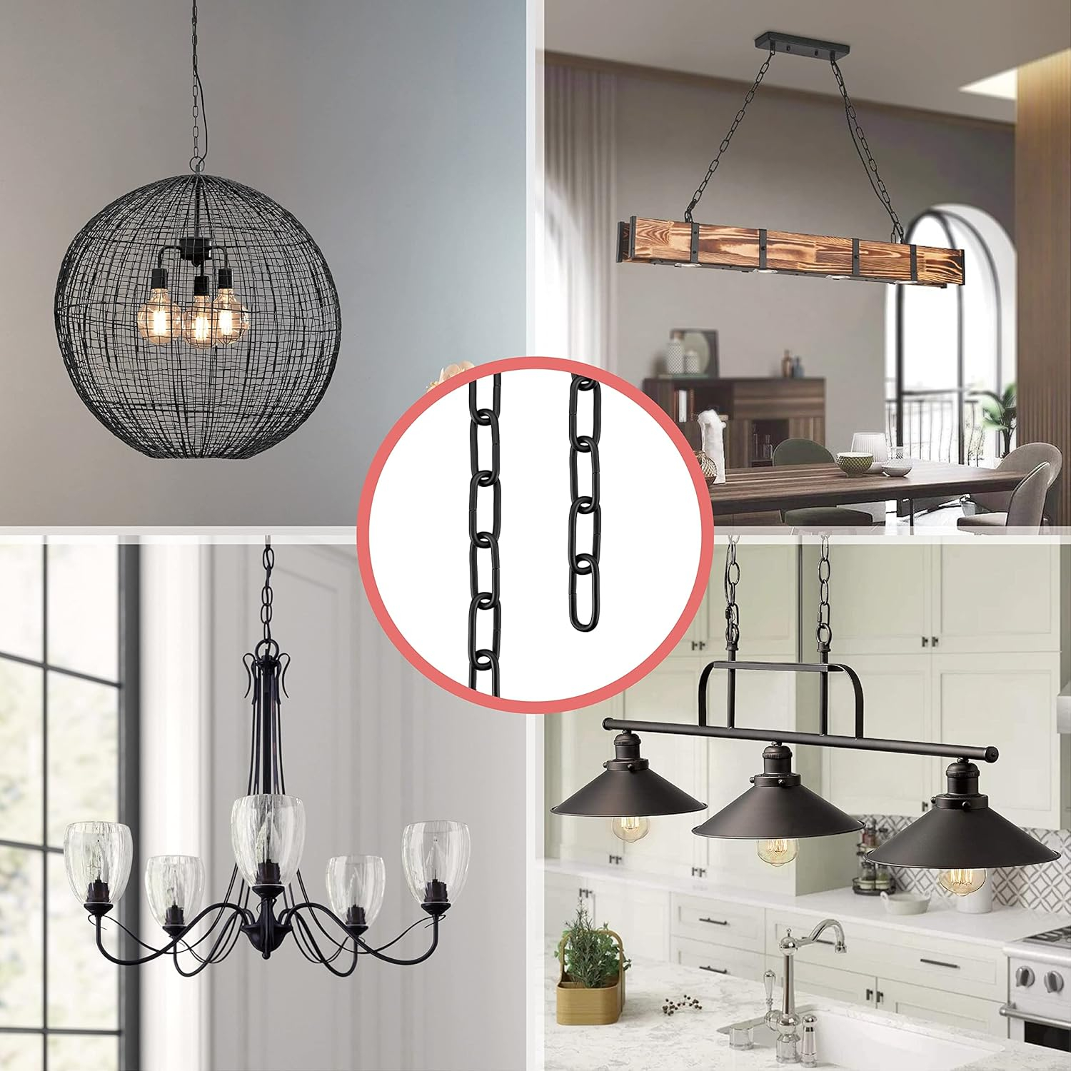 Aspen Creative, Oil Rubbed Bronze, 21122-05-1, Steel Heavy Duty Chain & Two Quick Link Connector Fixture/Swag Light/Plants / 3 Feet, 8 Gauge