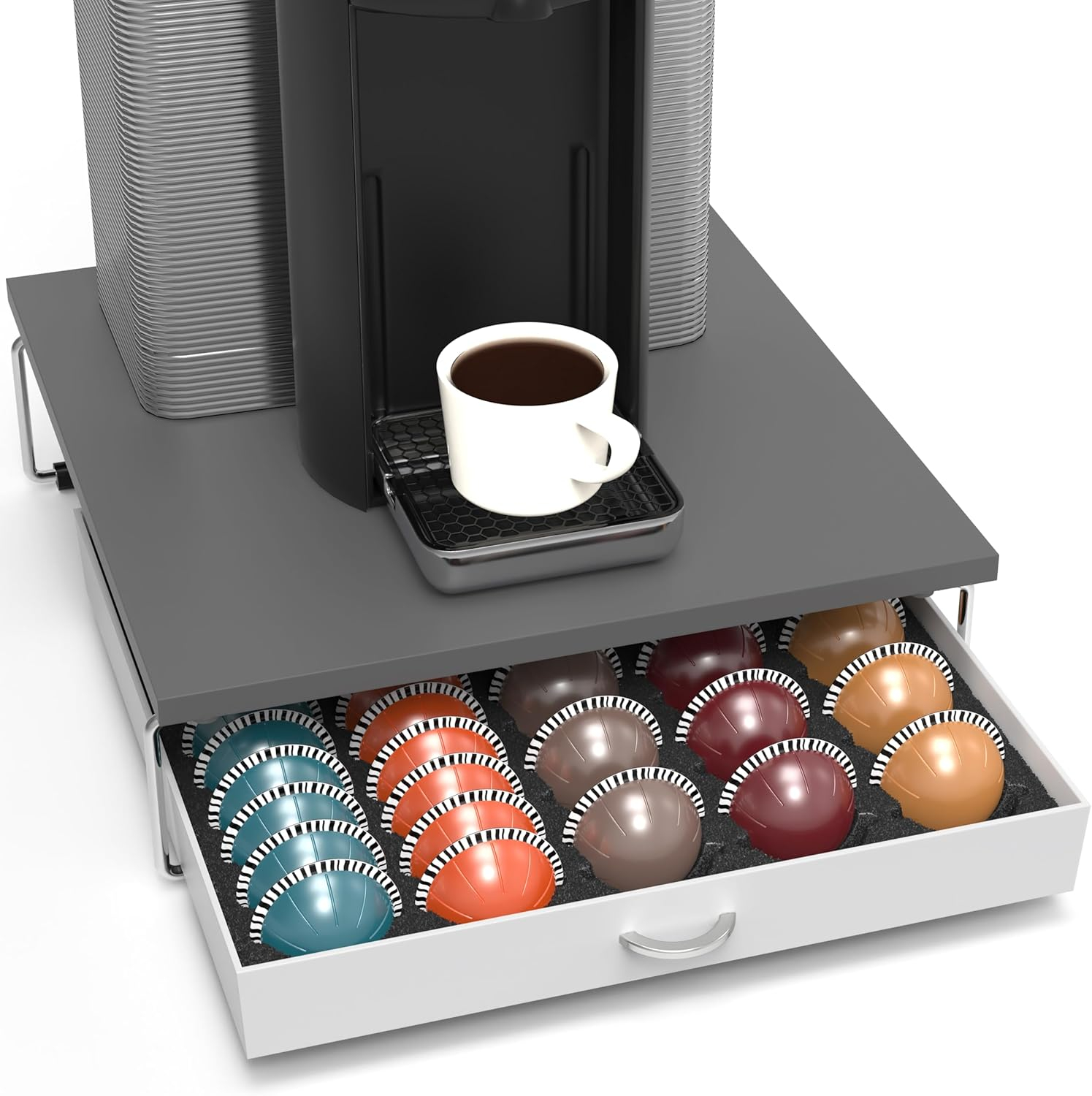 DecoBros Supreme Vertuoline Drawer, Holds with 30 Big or 60 Small Vertuoline Pods, Grey