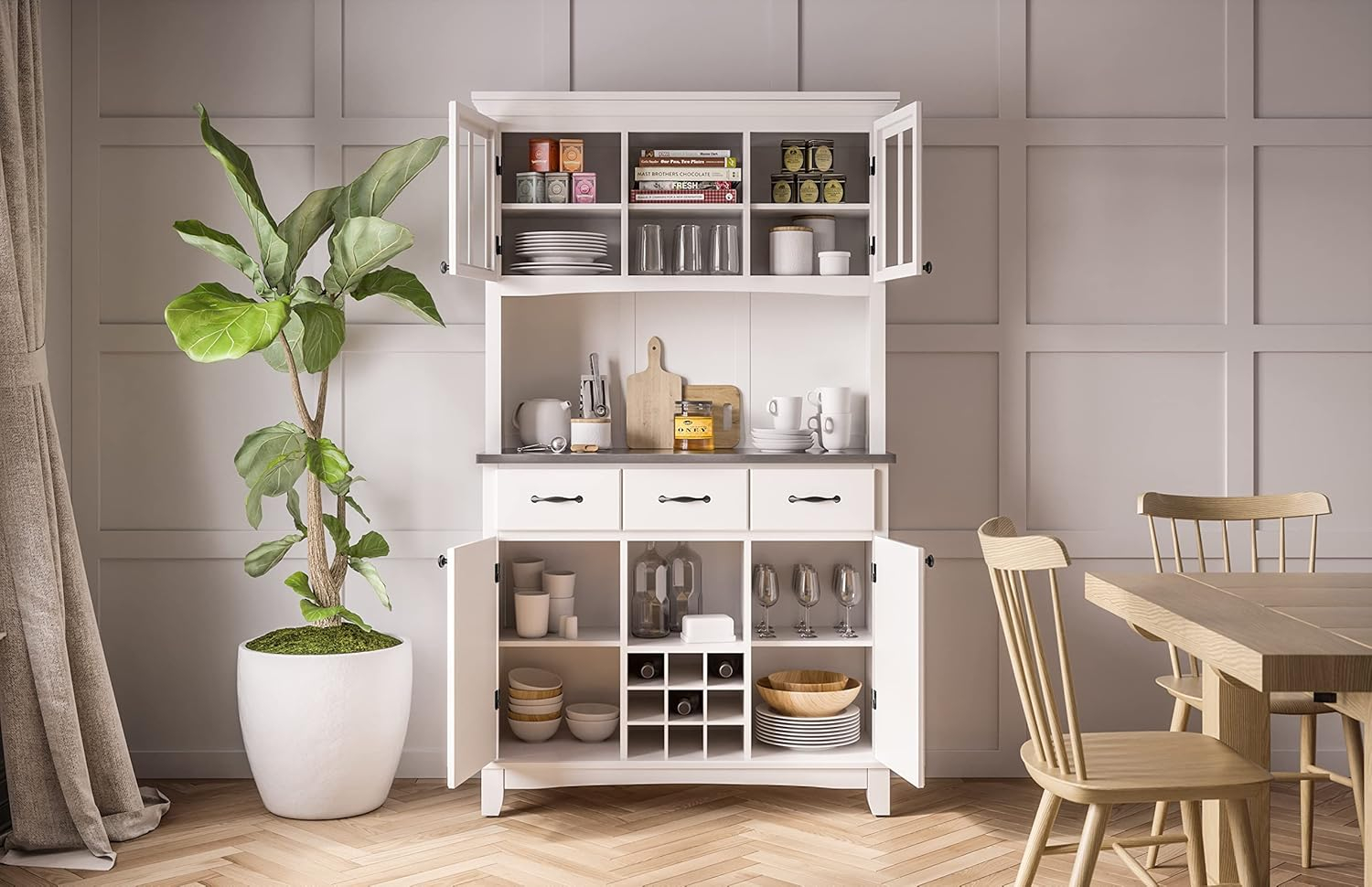 Stainless Top and Hutch Sideboard Buffet Servers- Home Styles