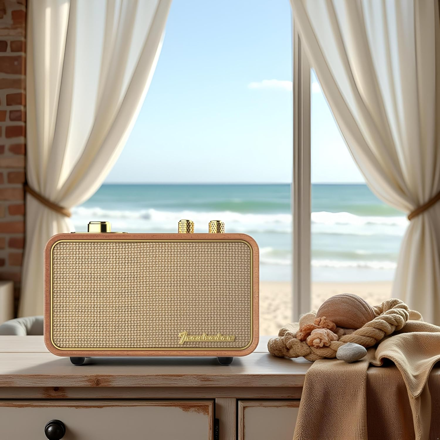 Retro Bluetooth Speaker Vintage Bluetooth Speaker Small Wireless Old Fashion Style, AM/FM Tunning Dial, Electronics for Home, Birthday Gifts for Men(Retro Wood)