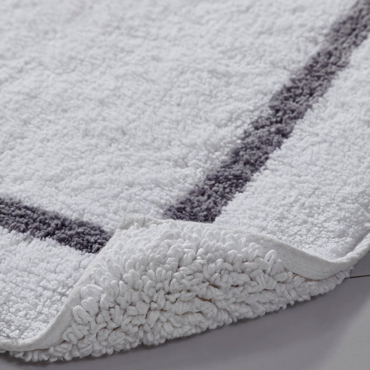 Modern Threads Reversible Bath 2-Piece Rug Set 100% Cotton, 17" x 24" & 21" x 34", Silver