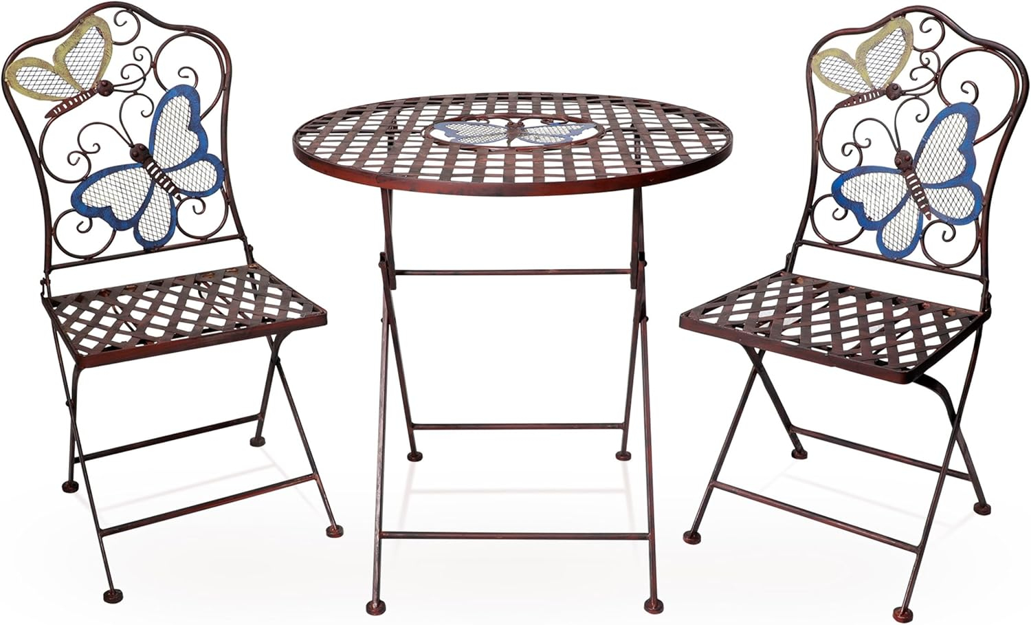 Alpine Corporation Butterfly Outdoor Patio Bistro Set, Metal 3-Piece Set, Bronze