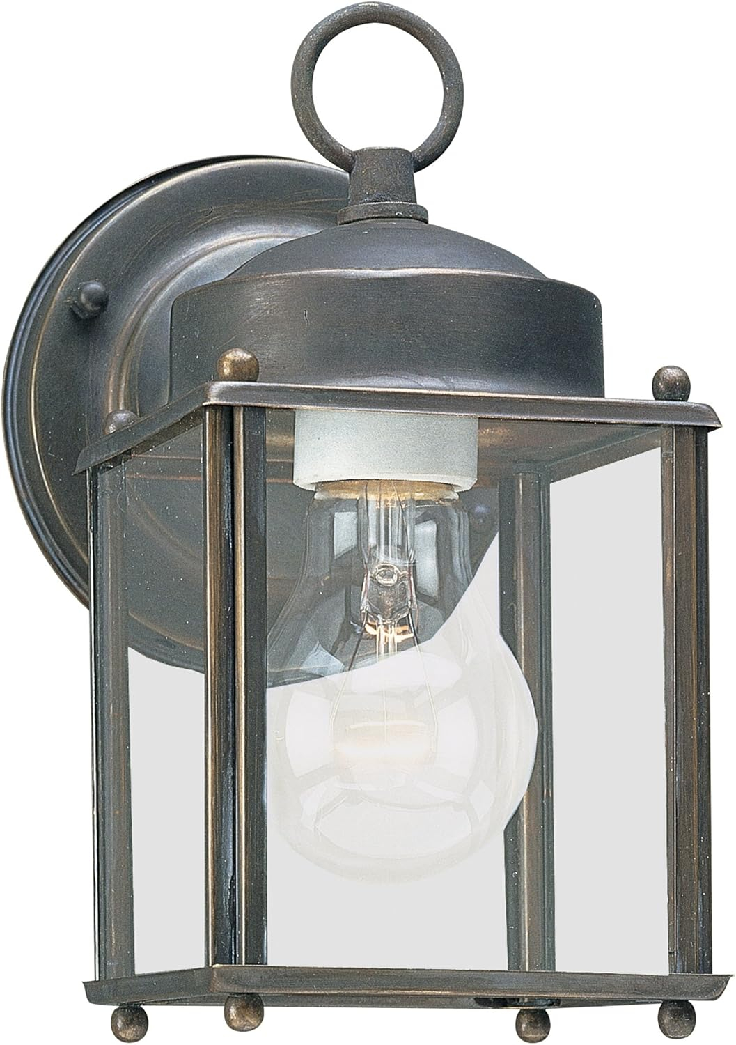 New Castle 1-Light Antique Bronze Outdoor Wall Lantern Sconce