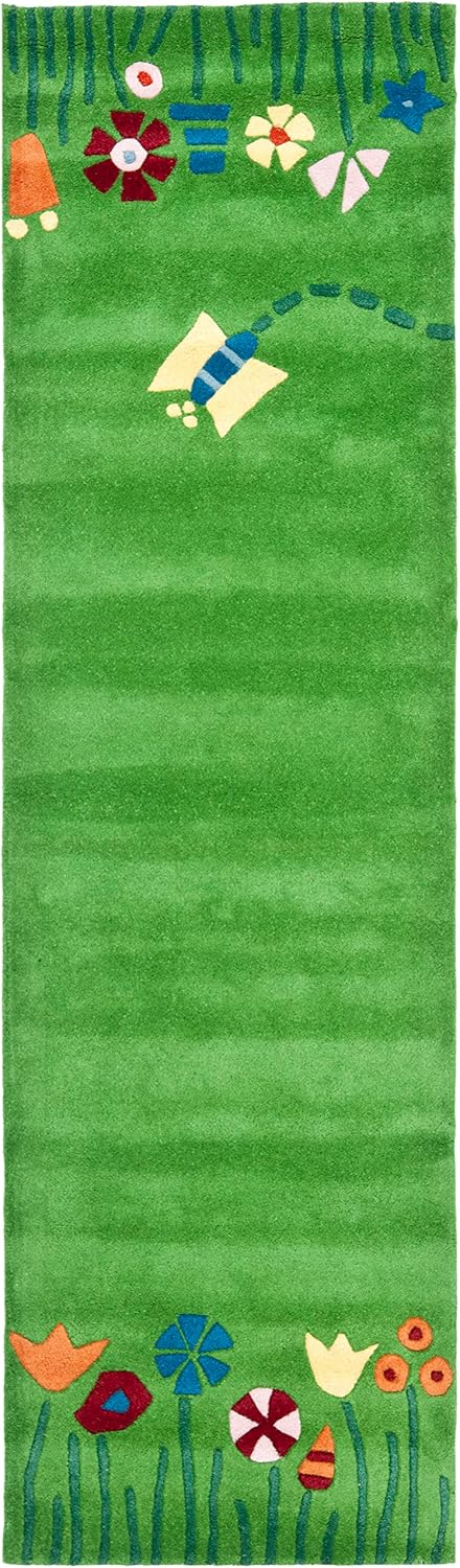 SAFAVIEH Kids Topher Play Grass Runner Rug, Green/Multi, 2'3" x 8'