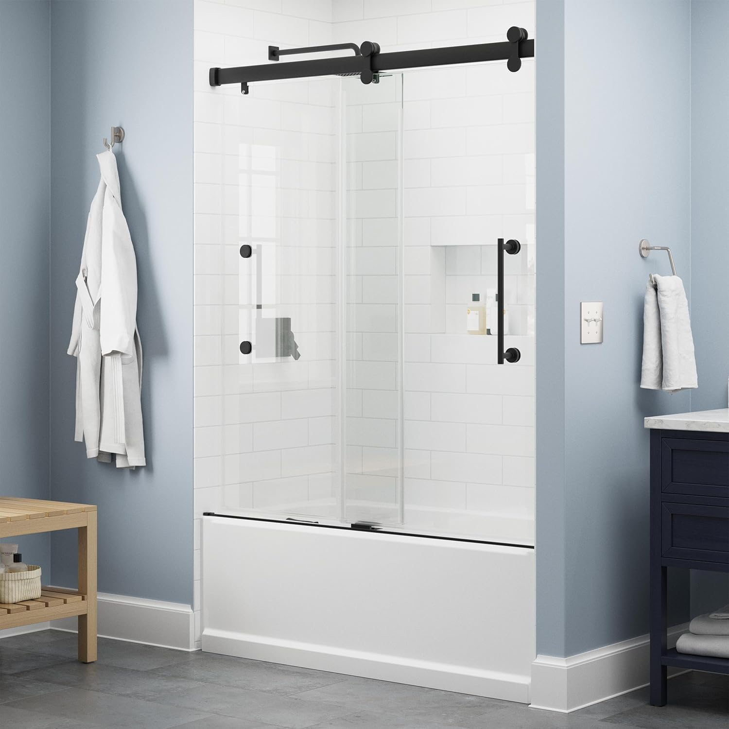 Delta Paxos 60 in. x 62-1/4 in. Frameless Sliding Bathtub Door in Chrome with 5/16 in. (8mm) Tempered Clear Glass, SD5758473
