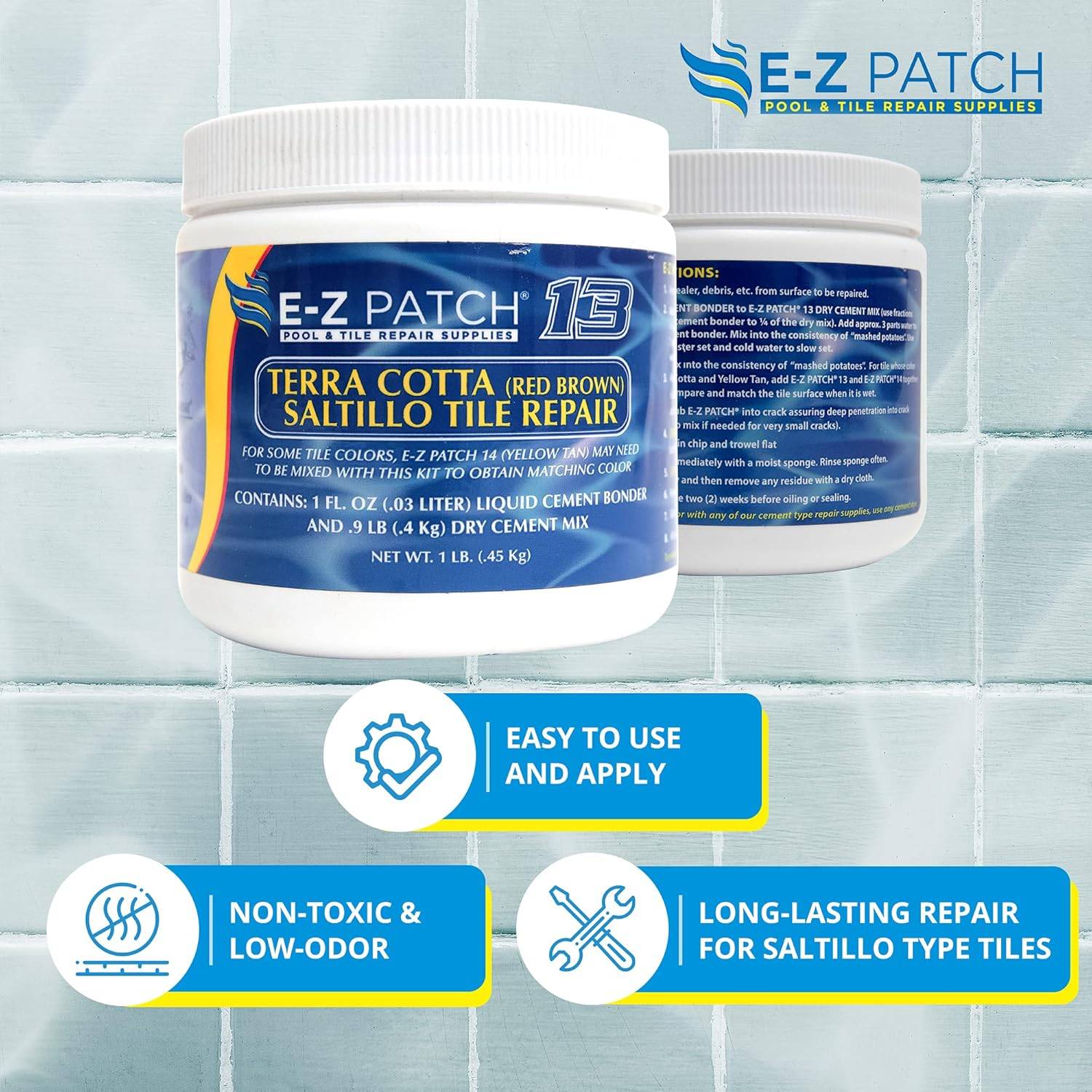 13 Saltillo Tile Repair Kit - DIY TerraCotta Tile Filler - (Red-Brown, 1 Pound)