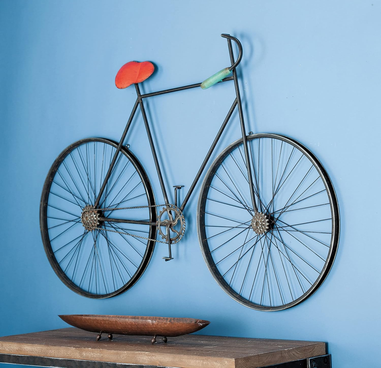 Deco 79 Metal Bike Wall Decor with Seat and Handles, 56" x 3" x 37", Black