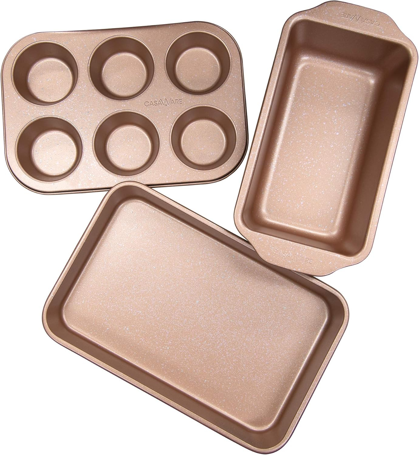 Rose Gold Granite Ceramic Non-Stick Toaster Oven Bakeware Set