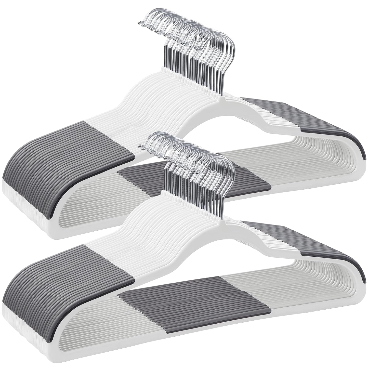Cloud White and Dark Gray Plastic Clothes Hangers with Metal Hooks