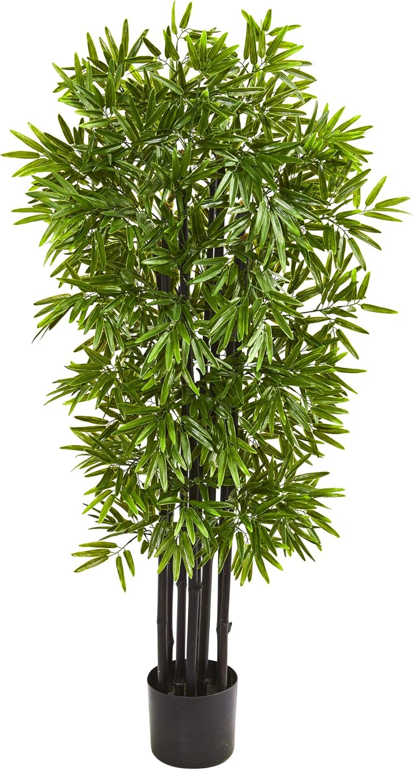 Nearly Natural 51-in Bamboo Artificial Tree with Black Trunks UV Resistant (Indoor/Outdoor)