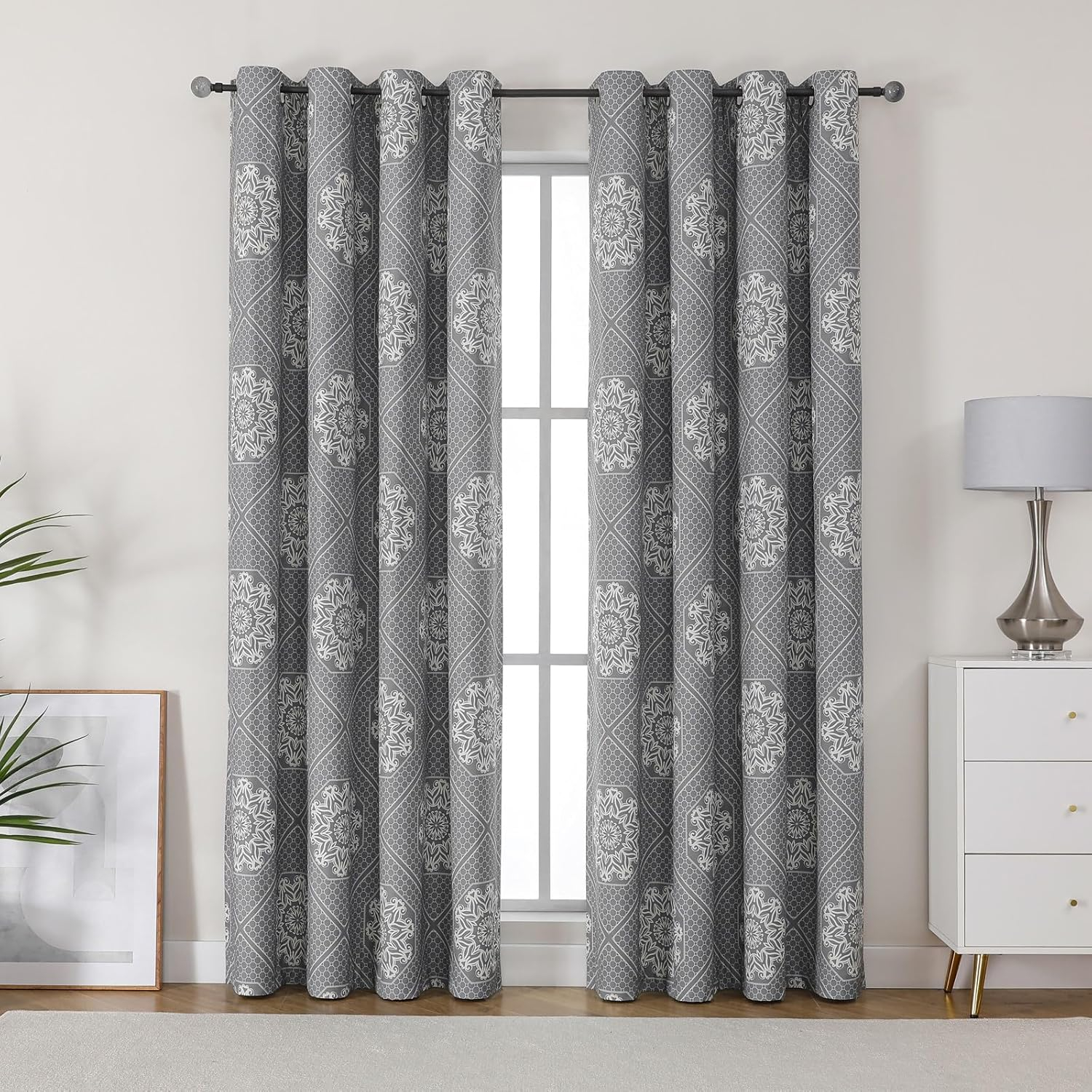 Exclusive Home Medallion Blackout Grommet Curtain Panel Pair