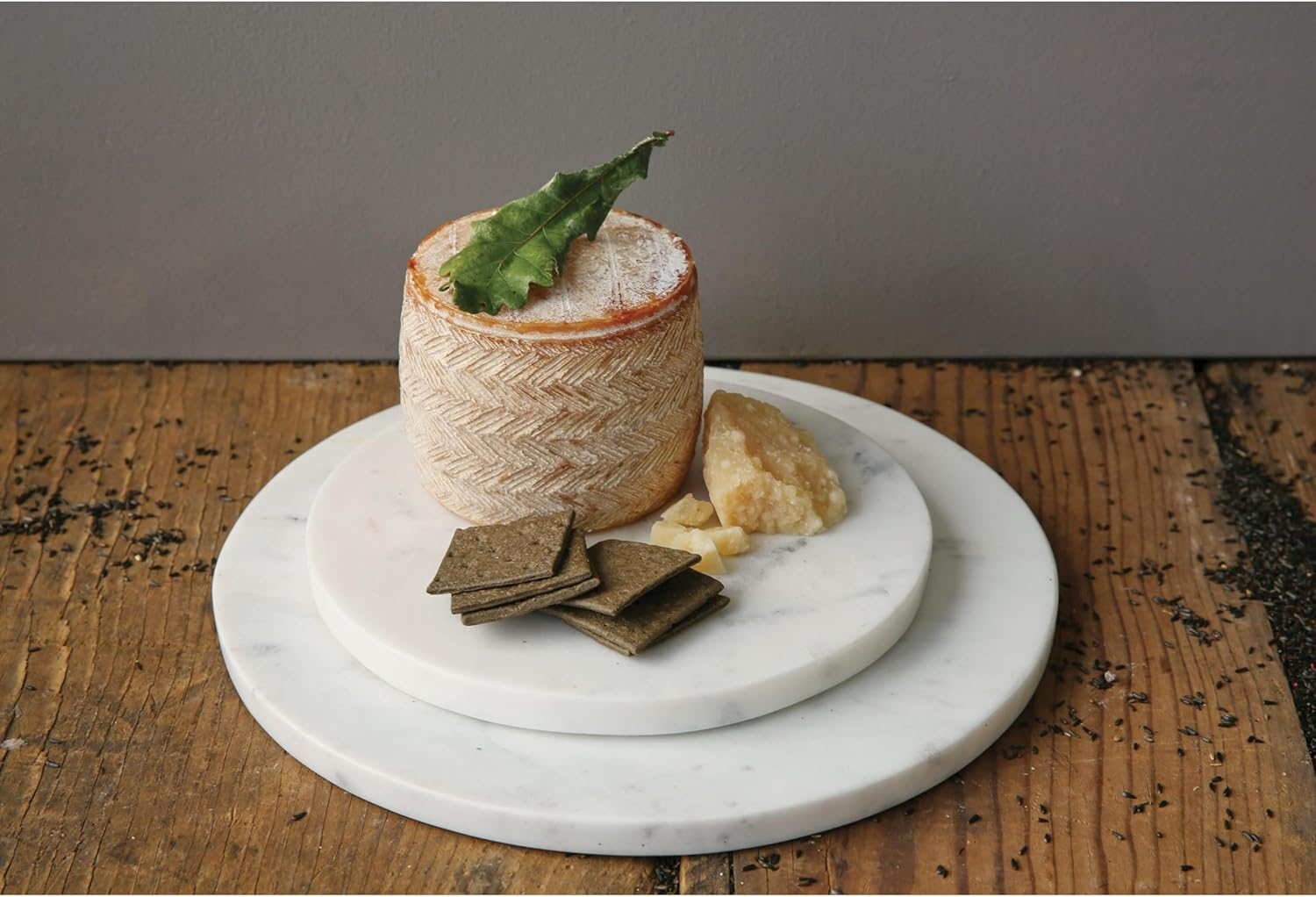 Creative Co-Op Large Round Marble Charcuterie or Cutting Board, White