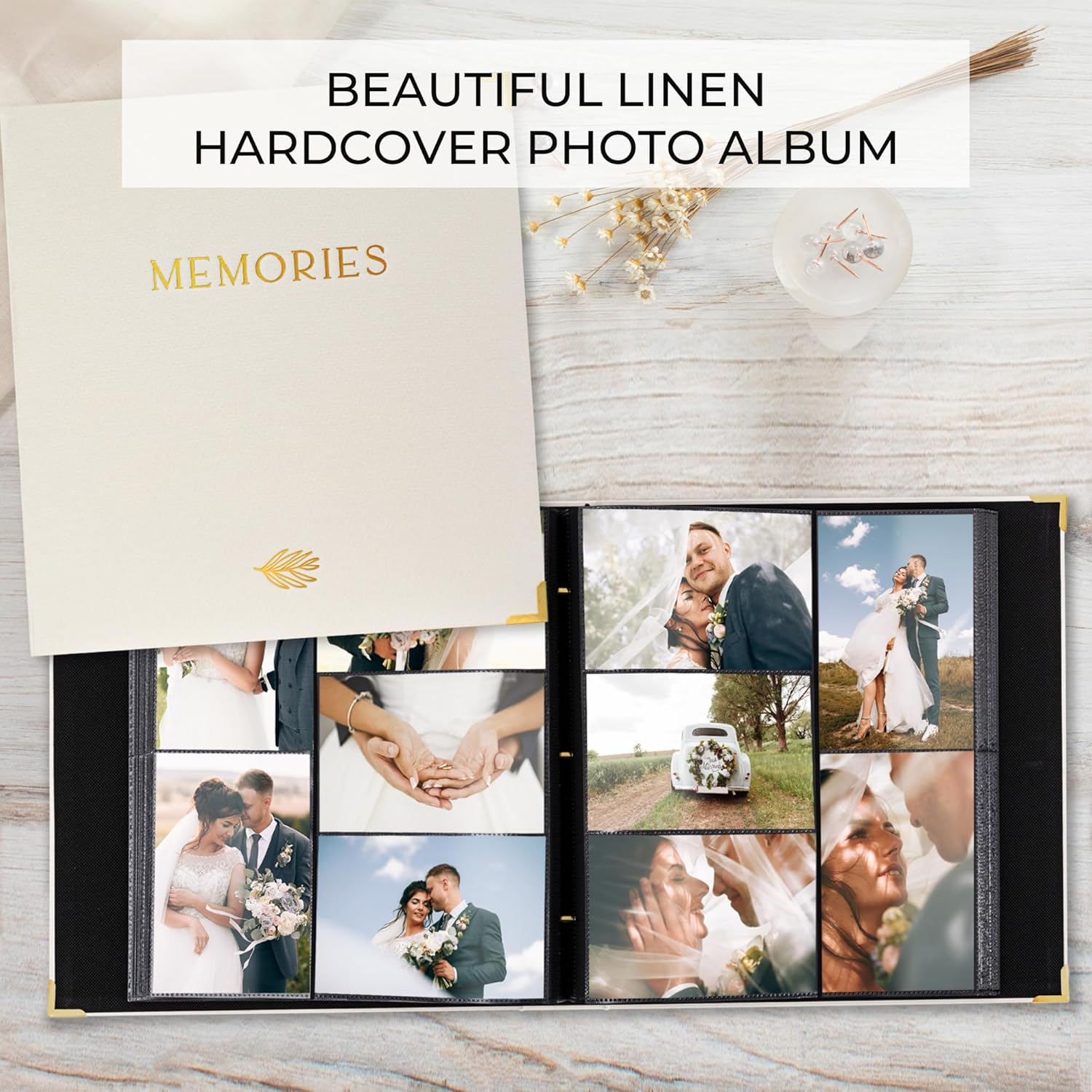 Beautiful Linen Photo Album For 4x6 Photos - Safely Holds Up To 500 Pictures of Unique Memories - The Perfect Large Photo Book To Store All Pictures of Treasured Family, Baby or Wedding Moments