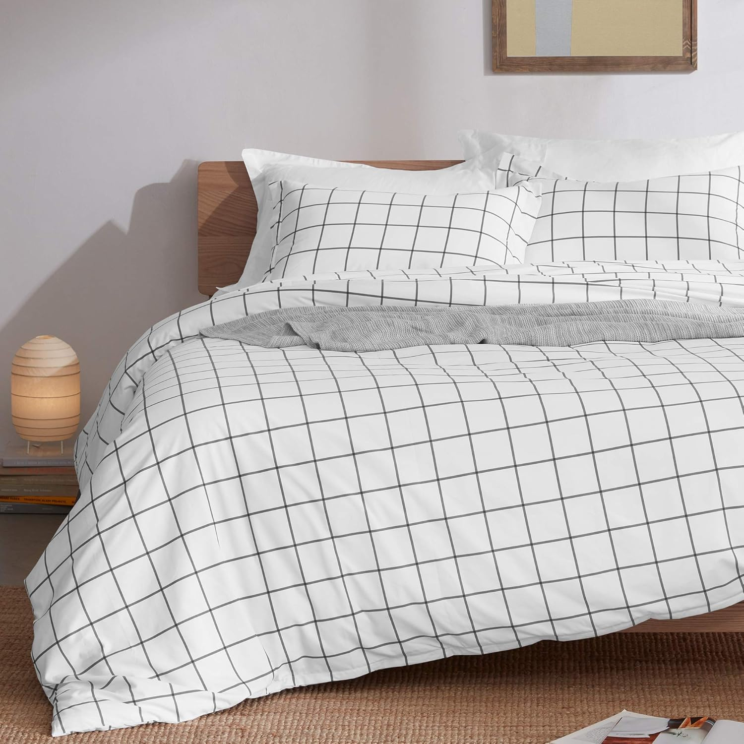 Sleep Zone Twill Plaid Duvet Cover Set