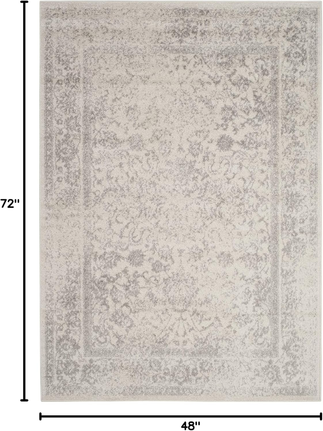 SAFAVIEH Shawn Traditional Faded Area Rug, Ivory/Silver, 4' x 6'