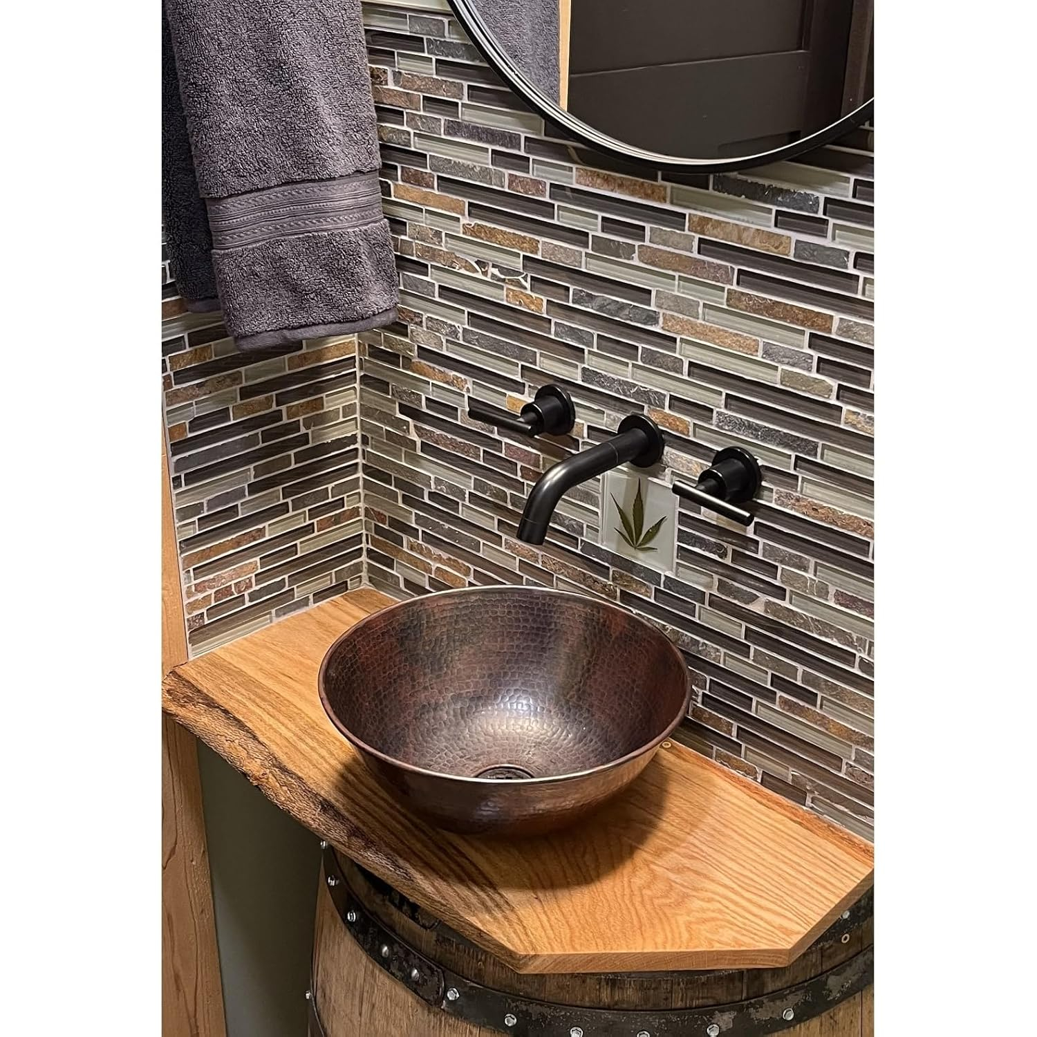SimplyCopper  12" Round Copper Vessel Bathroom Sink - 12" x 12" x 4.5" - 12" x 12" x 4.5"