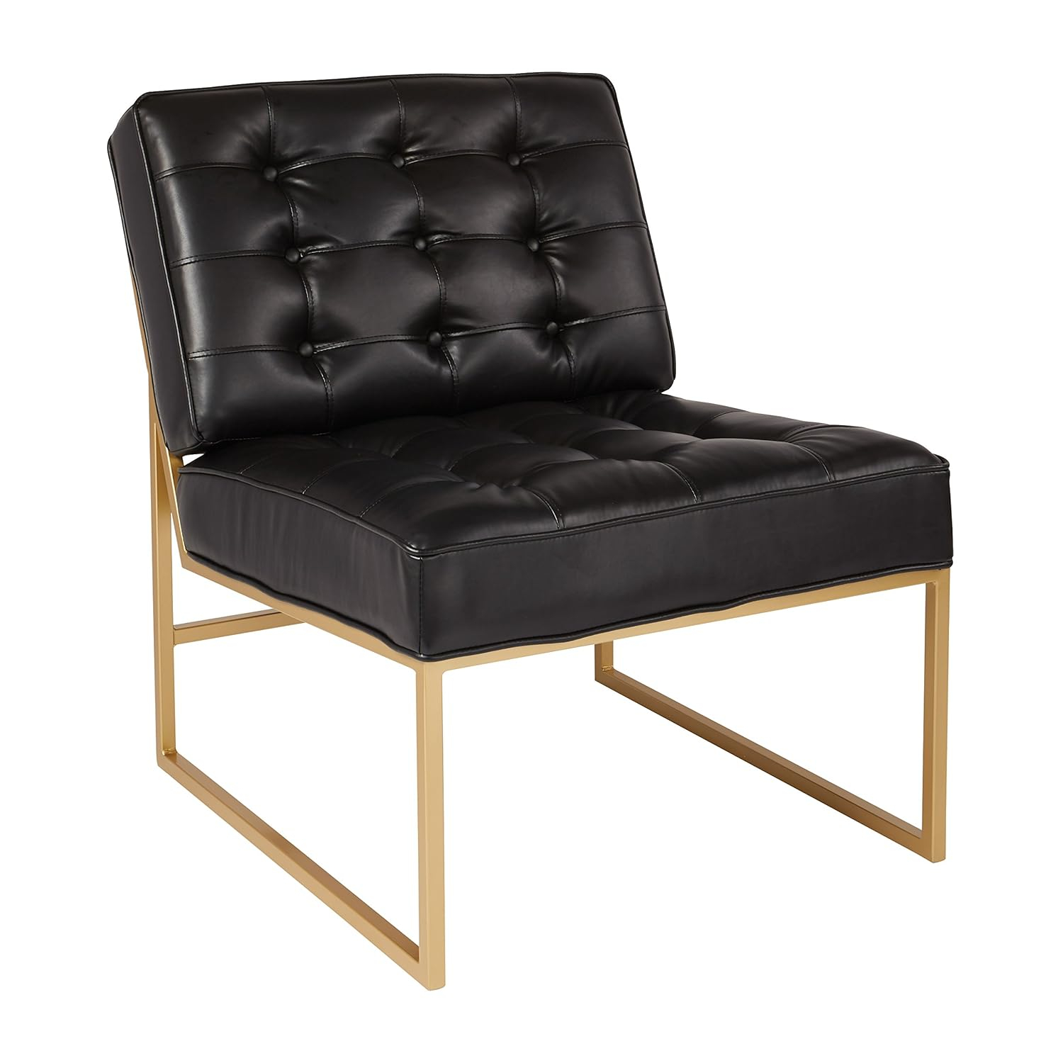 OSP Home Furnishings Anthony Chair in Black Faux Leather with Coated Gold Frame