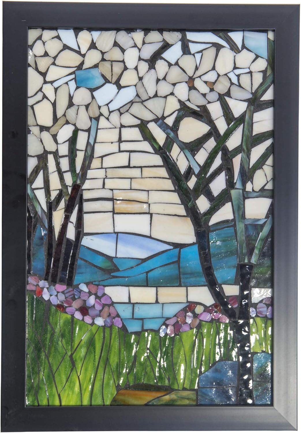 Magnolia Iris Mosaic Art Glass Wall Panel