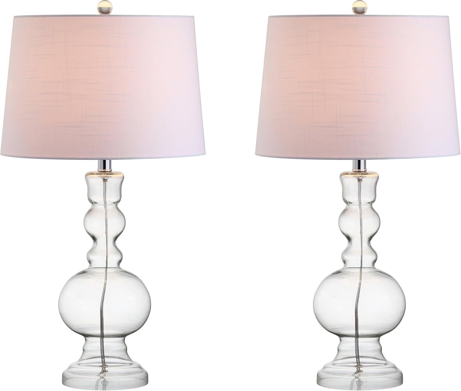 JONATHAN Y JYL1061B-SET2 Set of 2 Table Lamps Genie 28.5" Glass LED Table Lamp Contemporary Transitional Bedside Desk Nightstand Lamp for Bedroom Living Room Office College Bookcase, Clear