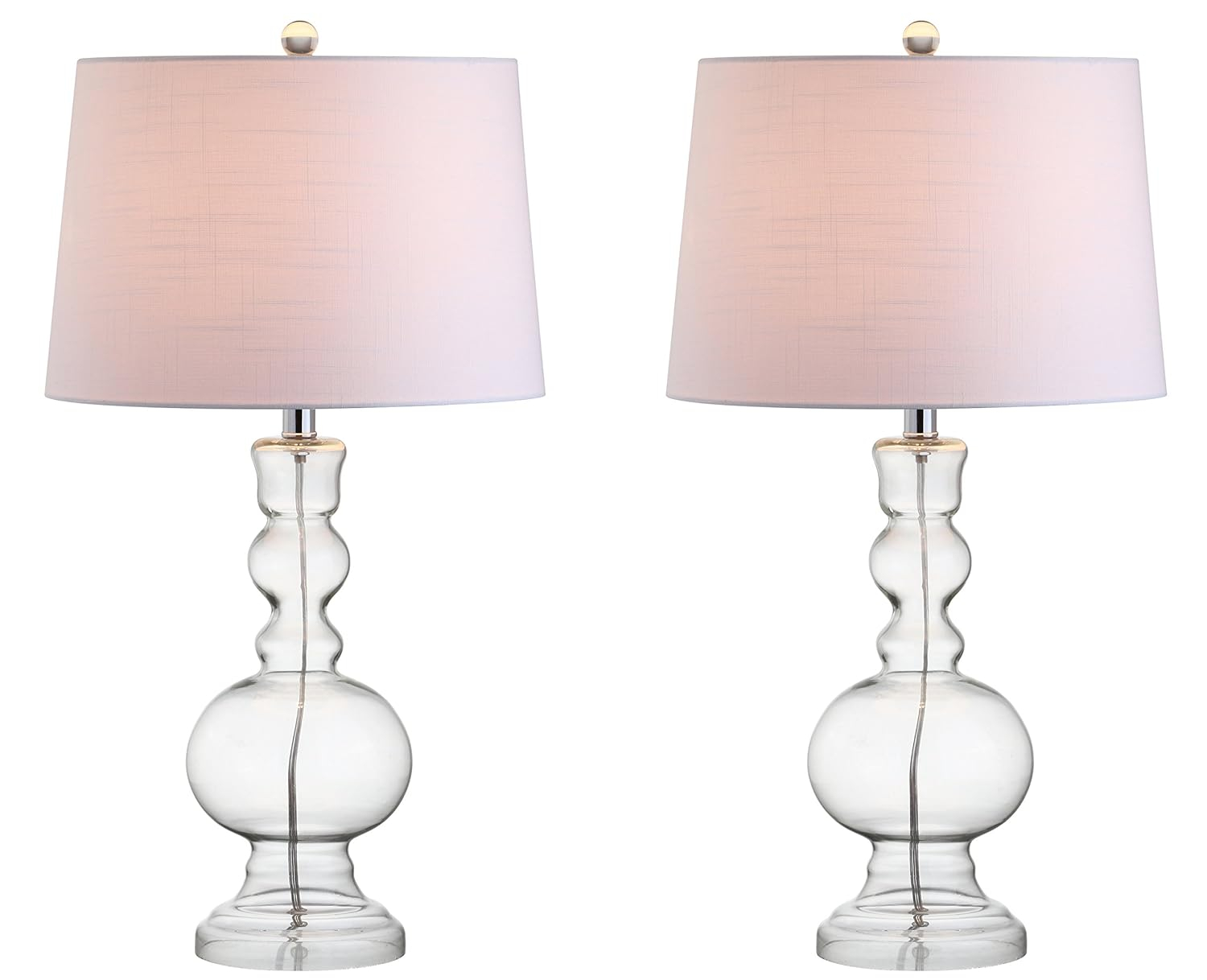 JONATHAN Y JYL1061B-SET2 Set of 2 Table Lamps Genie 28.5" Glass LED Table Lamp Contemporary Transitional Bedside Desk Nightstand Lamp for Bedroom Living Room Office College Bookcase, Clear