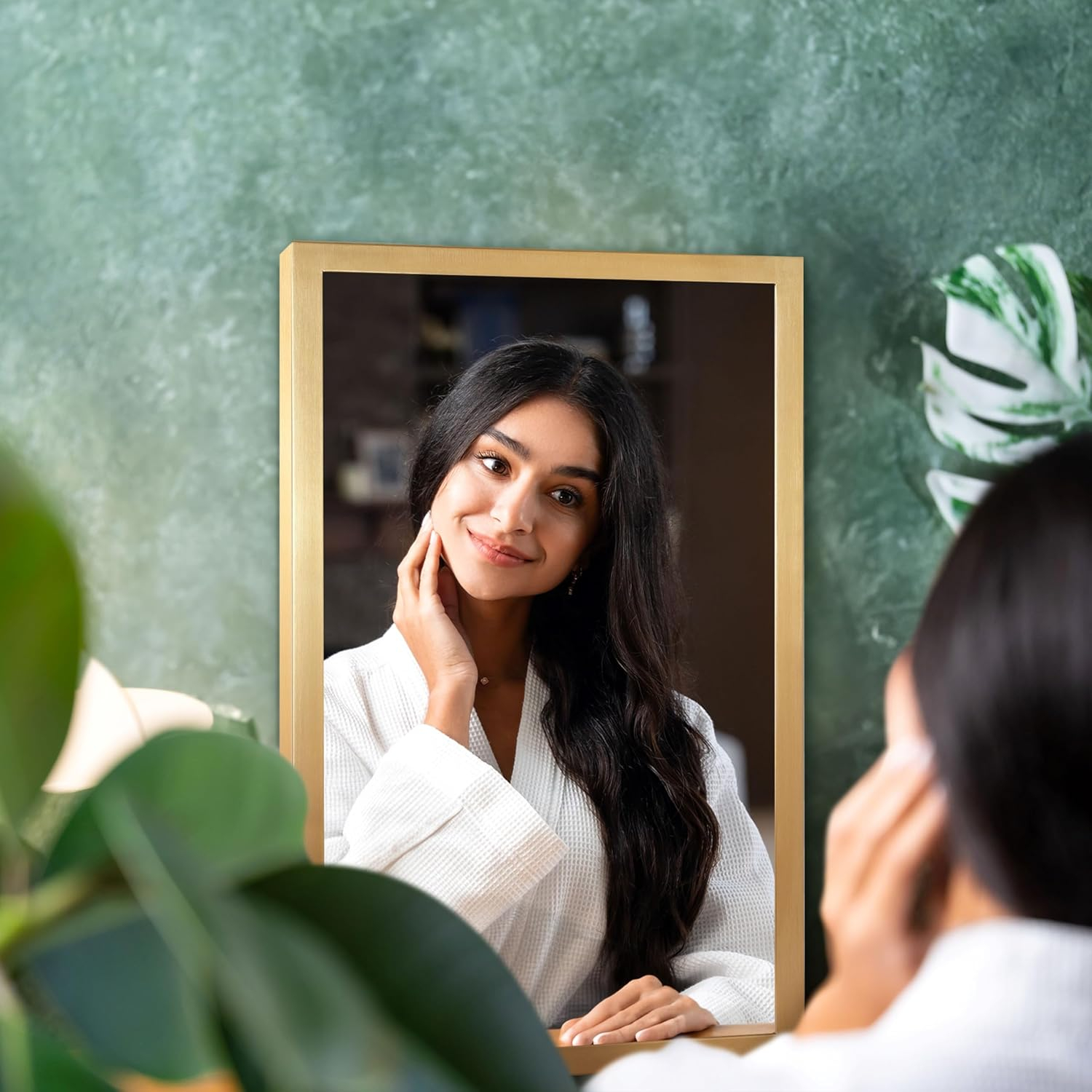 Head West Gold Stainless Steel Metal Framed Mirror for Bathroom Vanity – Decorative Rectangular Bathroom Mirror for Over Sink, Bedroom & Living Room, 24"x30"