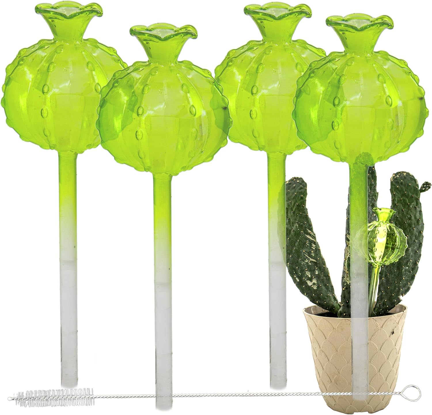 Large Multicolor Hand Blown Glass Plant Watering Globes Set