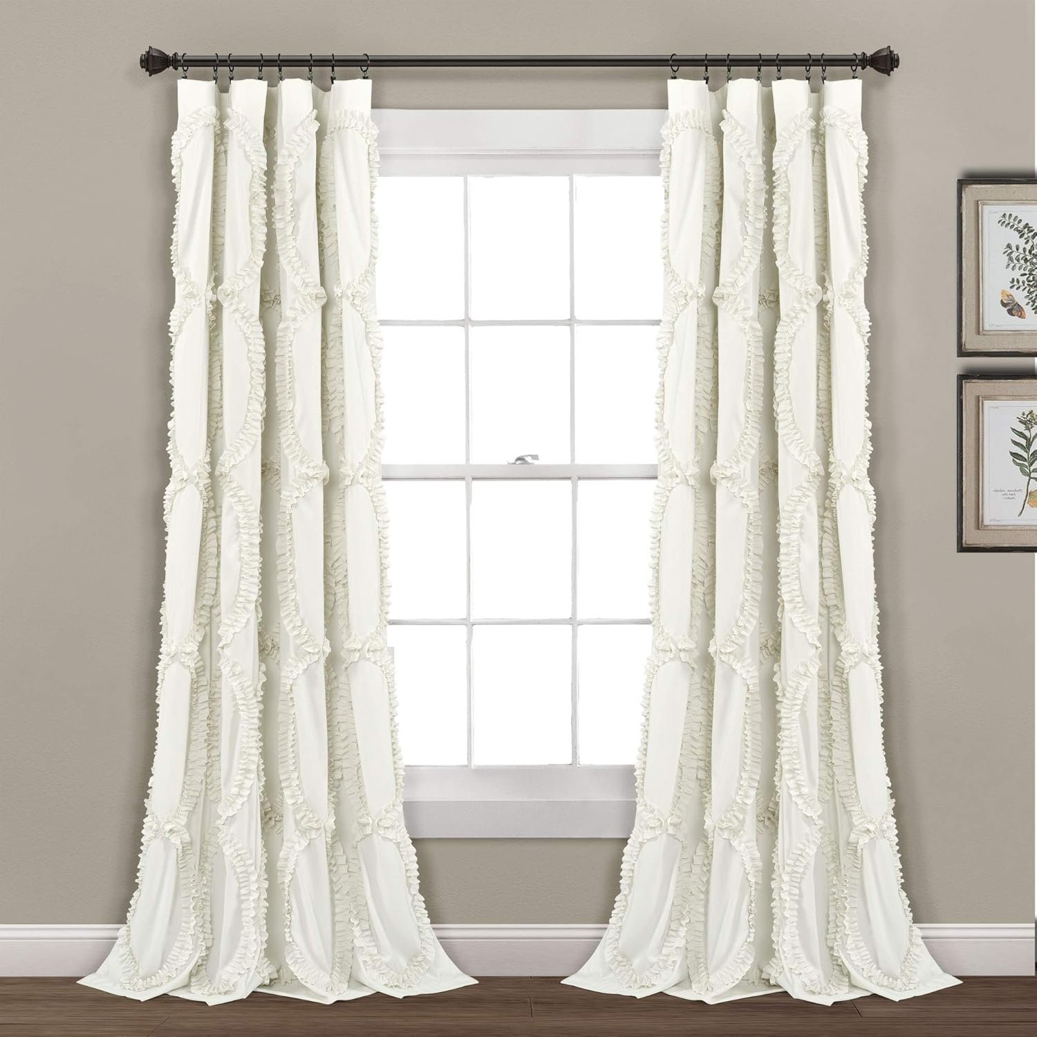 Lush Decor Avon Window Curtain Sydney Throw Blanket, 54"W x 84"L, Ivory
