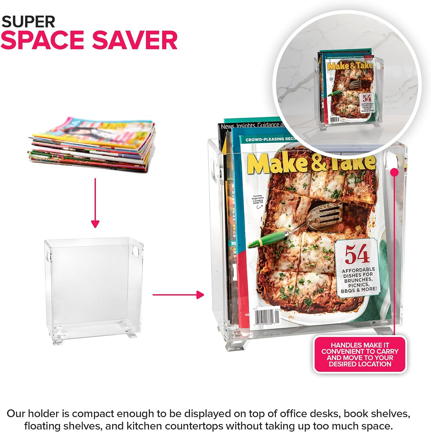 Stock Your Home Crystal Clear Acrylic Magazine Holder