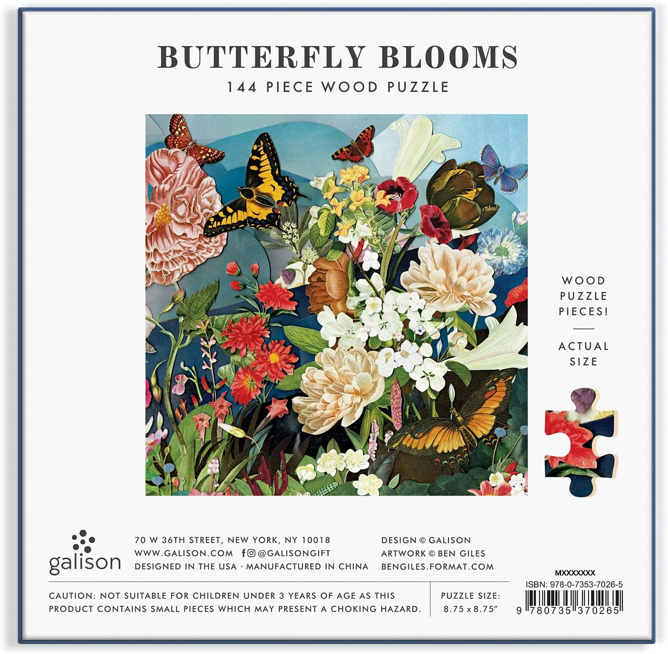 Butterfly Blooms 144 Piece Wood Puzzle (Jigsaw)