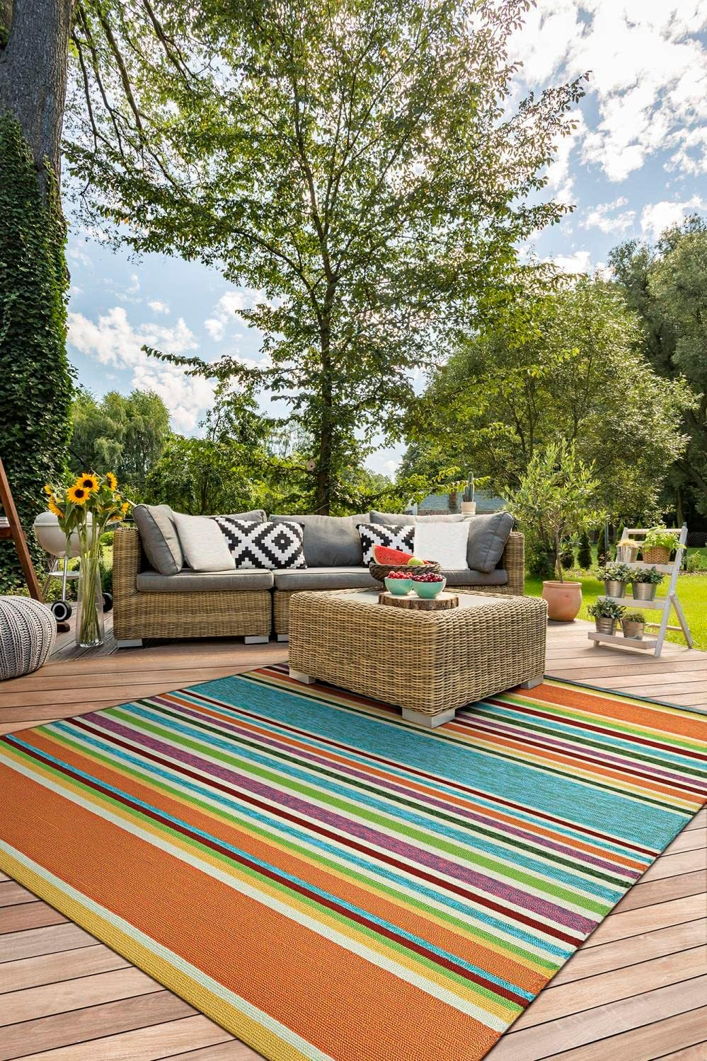 Couristan Covington Sherbet Stripe Indoor/Outdoor Area Rug, 3'6" x 5'6", Multi-color
