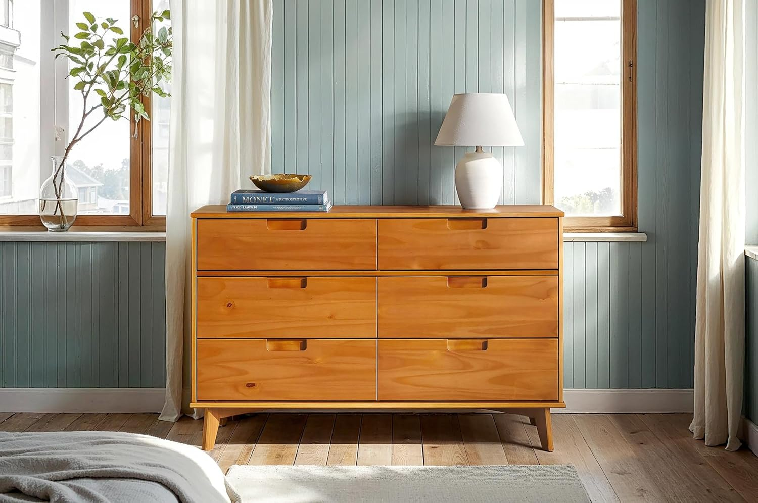 Walker Edison Sonoma 6-Drawer Solid Wood Caramel Dresser
